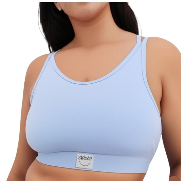 Aerie High Neck Longline Bralette Fresh Water Blue XL Cotton Strappy Back NWT - Picture 1 of 7